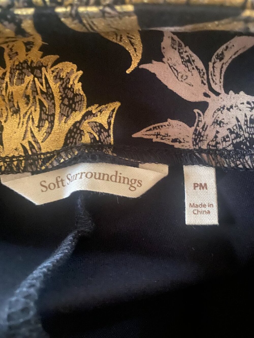 Soft Surroundings Moonstruck Womens Pants Metallic Gold on Black PM - Picture 5 of 6